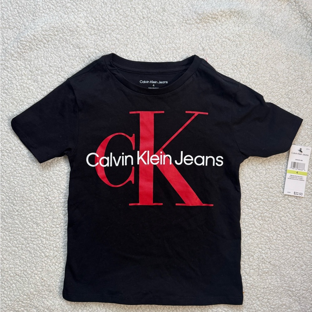 Calvin Klein Kids Black Tee with Red Logo